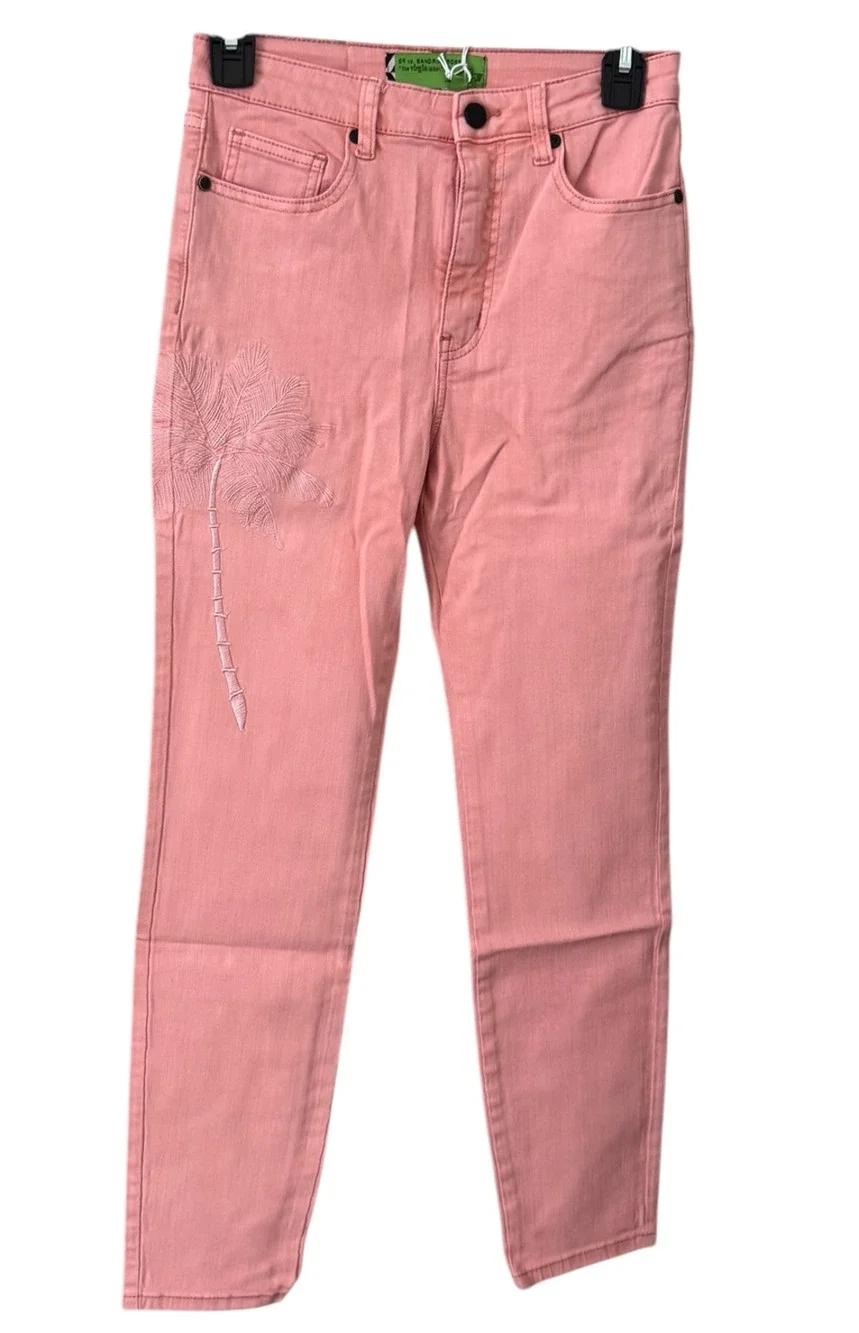 New SANDRINE ROSE X FREE PEOPLE Palm Embroidered IN PETAL 24 Stretchy Summer